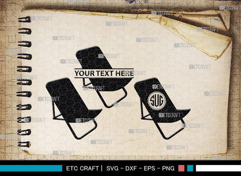 Beach Chair Monogram, Beach Chair Silhouette, Beach Chair SVG, Deck Chair Svg, Lounge Chair Svg, Adirondack Chair Svg, Outdoor Chair Svg, SB00465 SVG ETC Craft 