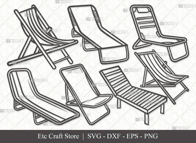 Beach Chair Outline SVG Cut File | Beach Umbrella Svg | Beach Chair Svg | Summer Svg | Bundle SVG ETC Craft 