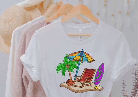 Beach Chair, Palm Tree, Summer Machine Embroidery Design Embroidery/Applique DESIGNS Canada Embroidery 