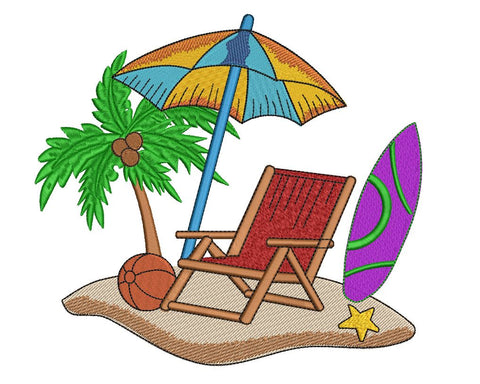 Beach Chair, Palm Tree, Summer Machine Embroidery Design Embroidery/Applique DESIGNS Canada Embroidery 