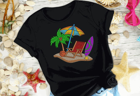 Beach Chair, Palm Tree, Summer Machine Embroidery Design Embroidery/Applique DESIGNS Canada Embroidery 