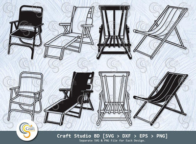 Beach Chair Silhouette, Beach Svg, chair Svg, Summer Svg, Beach Chair Svg Bundle SVG ETC Craft 