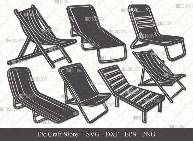 Beach Chair Silhouette SVG Cut File | Beach Umbrella Svg | Beach Chair Svg | Summer Svg | Bundle SVG ETC Craft 