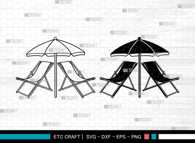 Beach Chair With Umbrella SVG, Chair With Umbrella Svg, Chair Svg, Beach Umbrella Svg, Summer Svg, Beach Chair With Umbrella Svg SVG ETC Craft 