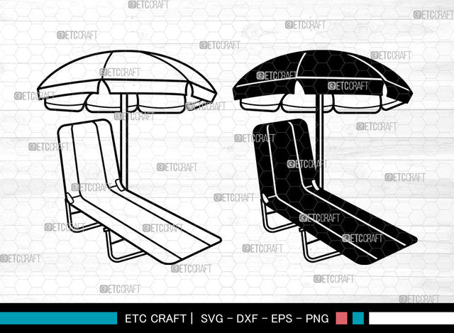 Beach Chair With Umbrella SVG, Chair With Umbrella Svg, Chair Svg, Beach Umbrella Svg, Summer Svg, Beach Chair With Umbrella Svg SVG ETC Craft 
