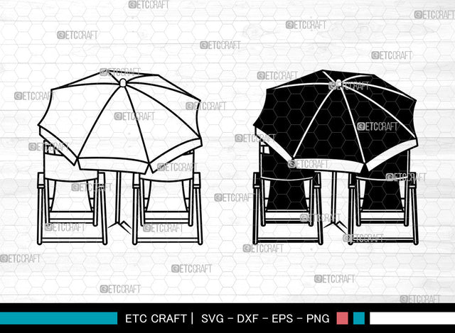 Beach Chair With Umbrella SVG, Chair With Umbrella Svg, Chair Svg, Beach Umbrella Svg, Summer Svg, Beach Chair With Umbrella Svg SVG ETC Craft 