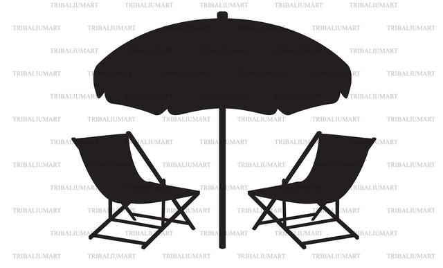 Beach Chairs and Umbrella SVG TribaliumArtSF 