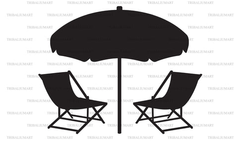 Beach Chairs and Umbrella SVG TribaliumArtSF 