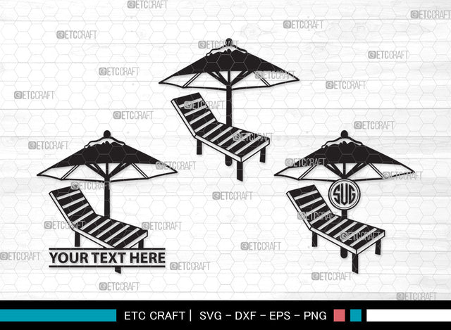 Beach Chairs With Umbrella Monogram SVG | Beach Umbrella Svg | Beach Chair Svg | Summer Svg | Beach Chairs With Umbrella Monogram SVG ETC Craft 