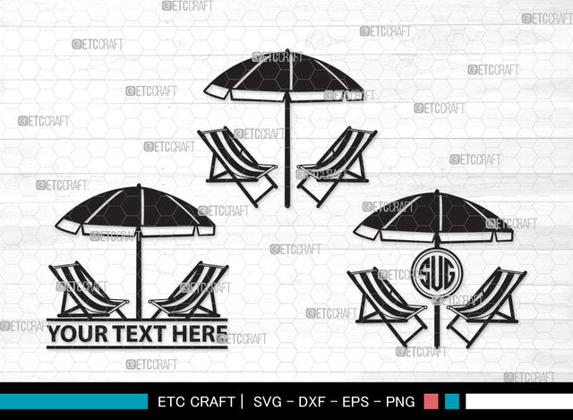 Beach Chairs With Umbrella Monogram SVG | Beach Umbrella Svg | Beach Chair Svg | Summer Svg | Beach Chairs With Umbrella Monogram SVG ETC Craft 
