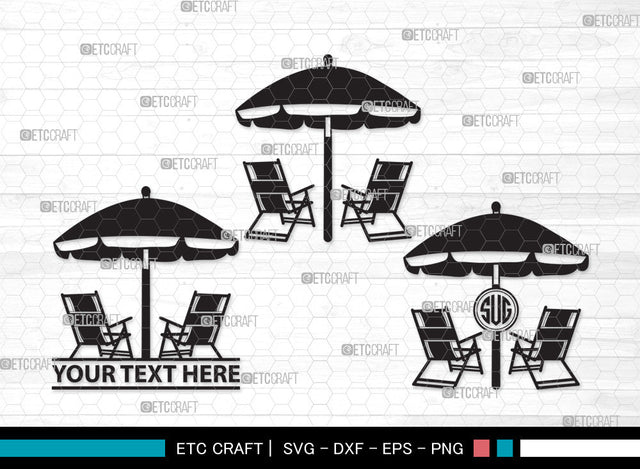 Beach Chairs With Umbrella Monogram SVG | Beach Umbrella Svg | Beach Chair Svg | Summer Svg | Beach Chairs With Umbrella Monogram SVG ETC Craft 