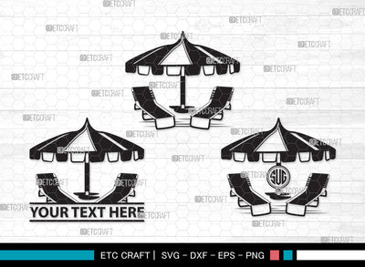 Beach Chairs With Umbrella Monogram SVG | Beach Umbrella Svg | Beach Chair Svg | Summer Svg | Beach Chairs With Umbrella Monogram SVG ETC Craft 