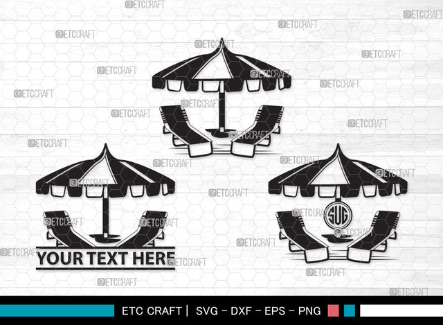 Beach Chairs With Umbrella Monogram SVG | Beach Umbrella Svg | Beach Chair Svg | Summer Svg | Beach Chairs With Umbrella Monogram SVG ETC Craft 