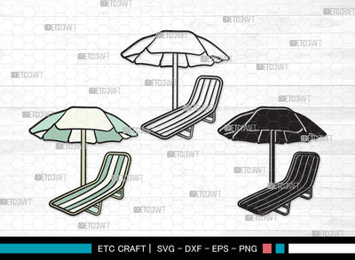 Beach Chairs With Umbrella SVG | Beach Umbrella Svg | Beach Chair Svg | Summer Svg | Beach Chairs With Umbrella Clipart SVG ETC Craft 