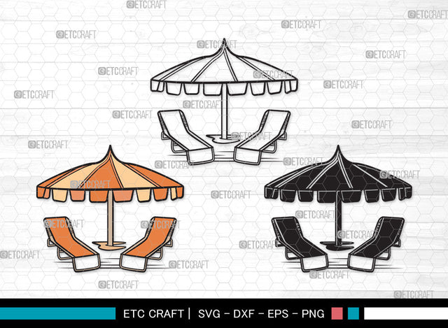 Beach Chairs With Umbrella SVG | Beach Umbrella Svg | Beach Chair Svg | Summer Svg | Beach Chairs With Umbrella Clipart SVG ETC Craft 