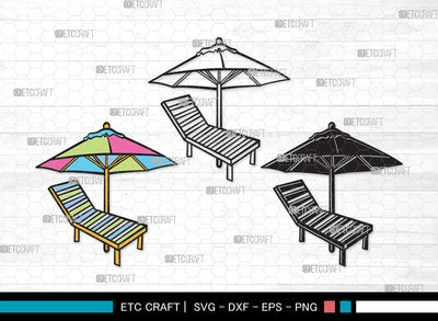 Beach Chairs With Umbrella SVG | Beach Umbrella Svg | Beach Chair Svg | Summer Svg | Beach Chairs With Umbrella Clipart SVG ETC Craft 