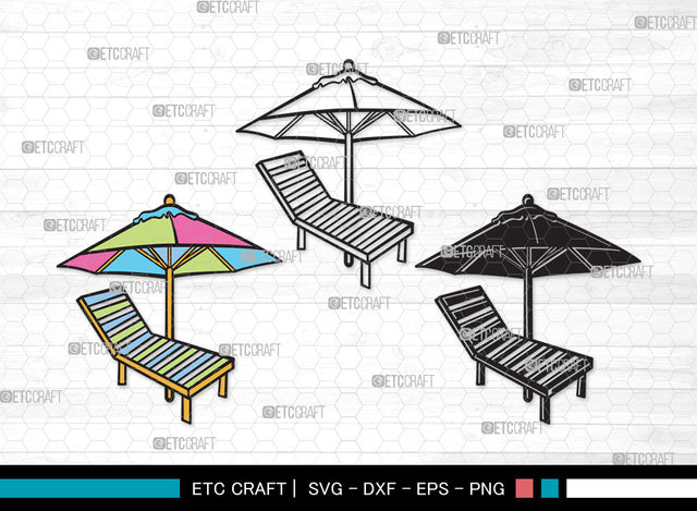 Beach Chairs With Umbrella SVG | Beach Umbrella Svg | Beach Chair Svg | Summer Svg | Beach Chairs With Umbrella Clipart SVG ETC Craft 