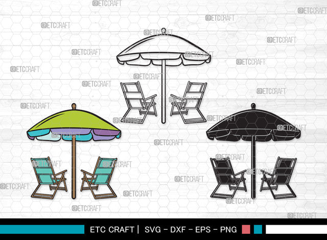 Beach Chairs With Umbrella SVG | Beach Umbrella Svg | Beach Chair Svg | Summer Svg | Beach Chairs With Umbrella Clipart SVG ETC Craft 