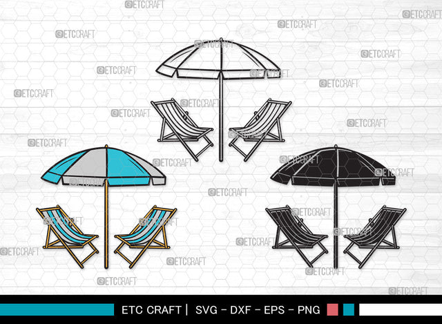 Beach Chairs With Umbrella SVG | Beach Umbrella Svg | Beach Chair Svg | Summer Svg | Beach Chairs With Umbrella Clipart SVG ETC Craft 