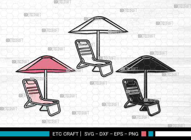 Beach Chairs With Umbrella SVG | Beach Umbrella Svg | Beach Chair Svg | Summer Svg | Beach Chairs With Umbrella Clipart SVG ETC Craft 