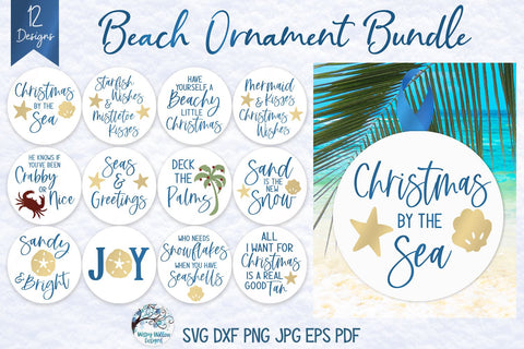 Beach Christmas Ornament SVG Bundle SVG Wispy Willow Designs 