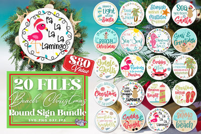 Beach Christmas Svg Round Sign Bundle #1 | Coastal Christmas SVG Crafty Mama Studios 
