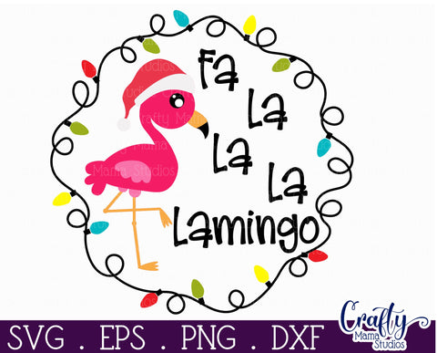 Beach Christmas Svg Round Sign, Fa La La La Lamingo SVG Crafty Mama Studios 