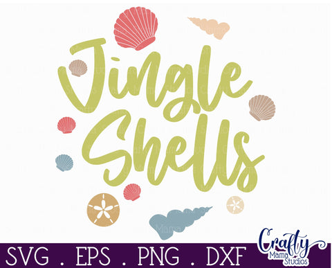 Beach Christmas Svg Round Sign, Jingle Shells Door Hanger SVG Crafty Mama Studios 
