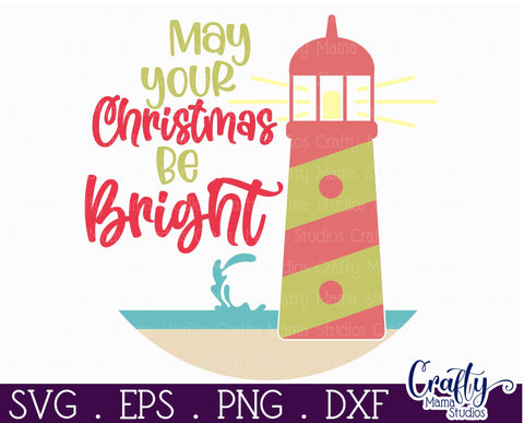 Beach Christmas Svg Round Sign, May Your Christmas Be Bright SVG Crafty Mama Studios 