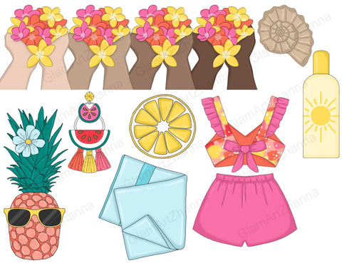 Beach Clip Art Bundle | Tropical Planner Graphics SVG GlamArtZhanna 
