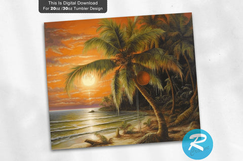 Beach Coconut Tree 20 Oz / 30 Oz Tumbler PNG Sublimation Regulrcrative 