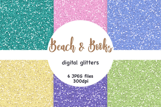 Beach Digital Paper | Rainbow Glitter Background Set Digital Pattern GlamArtZhanna 