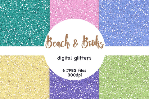 Beach Digital Paper | Rainbow Glitter Background Set Digital Pattern GlamArtZhanna 