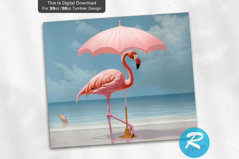 Beach Flamingo 20 Oz / 30 Oz Tumbler PNG Sublimation Regulrcrative 