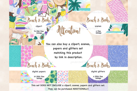 Beach Girl Clipart | Reading Clipart Bundle SVG GlamArtZhanna 