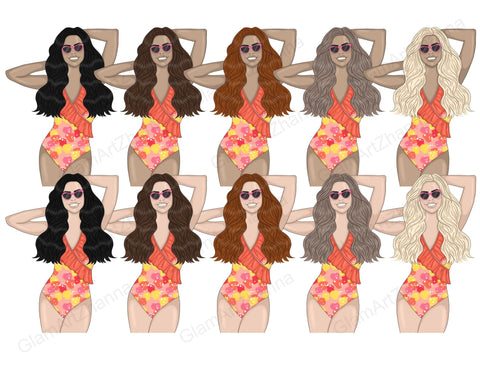 Beach Girl Clipart | Summer Woman Creator SVG GlamArtZhanna 