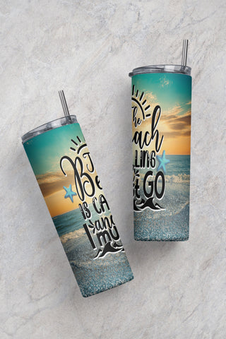 Beach Glitter 20oz Tumbler Design Template for Sublimation Straight & Tapered - Full Tumbler Wrap - PNG Digital Download Sublimation CaldwellArt 