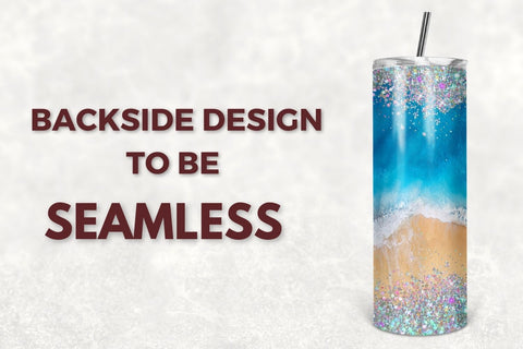 Beach Glitter 20oz Tumbler Design Template for Sublimation Straight & Tapered - Full Tumbler Wrap - PNG Digital Download Sublimation TumblersByPhill 