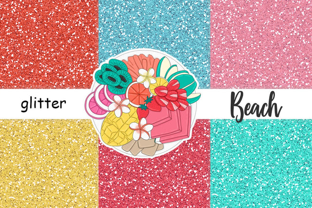 Beach Glitter | Bright Red Metallic Texture Digital Pattern GlamArtZhanna 