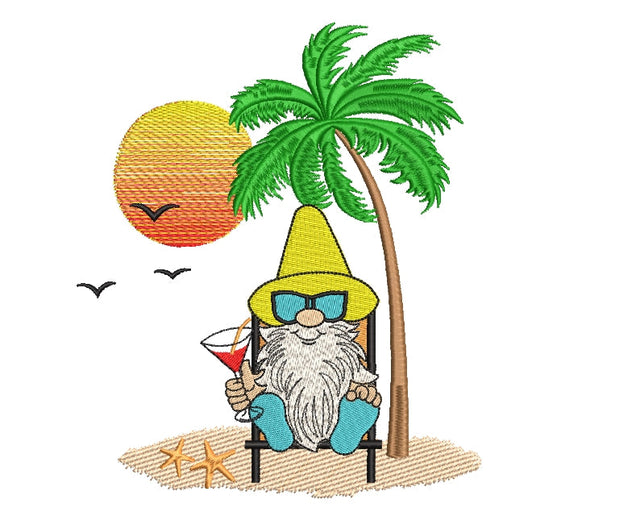 Beach gnome embroidery design, 5 sizes. Embroidery/Applique DESIGNS ArtEMByNatalia 