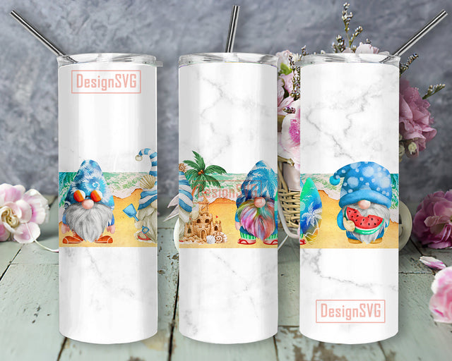 Beach Gnome Tumbler Png, Summer Beach 20oz Skinny Tumbler, Summer Gnomes Design Tumbler, Vacation Summer Tumbler Wrap, Gnomes Sublimation Design, Digital Download Sublimation DesignSVG 