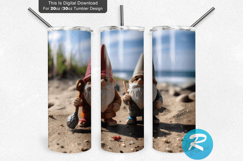 Beach Gnomes 20 Oz / 30 Oz Tumbler PNG Sublimation Regulrcrative 