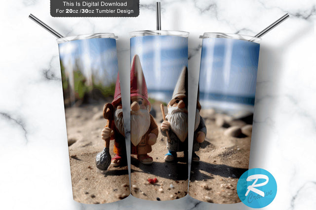 Beach Gnomes 20 Oz / 30 Oz Tumbler PNG Sublimation Regulrcrative 