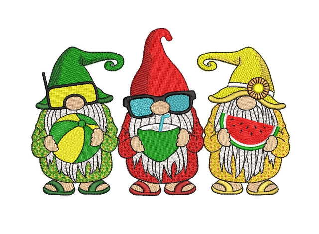 Beach gnomes embroidery designs, holiday embroidery designs, 3 sizes, Instant download Embroidery/Applique DESIGNS ArtEMByNatalia 