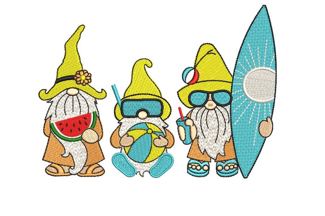 Beach gnomes embroidery designs, holiday embroidery designs, 4 sizes, Instant download Embroidery/Applique DESIGNS ArtEMByNatalia 