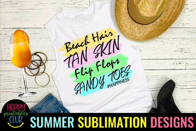 Beach Hair Tank Skin Sublimation Design-Beach Sublimation Sublimation Happy Printables Club 