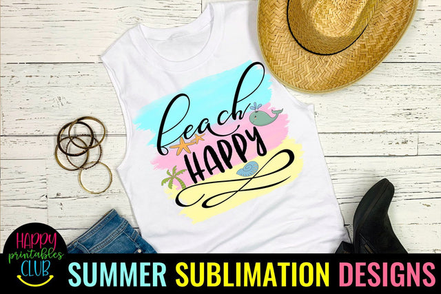 Beach Happy Beach Sublimation Design- Summer Sublimation PNG Sublimation Happy Printables Club 