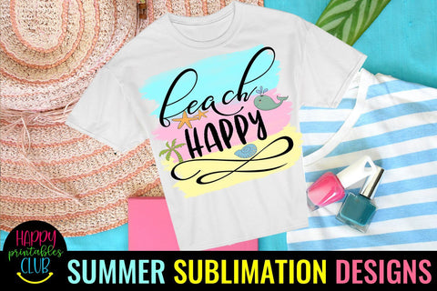 Beach Happy Beach Sublimation Design- Summer Sublimation PNG Sublimation Happy Printables Club 