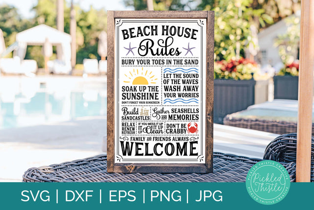 Beach House Rules Rustic Sign SVG Pickled Thistle Creative 