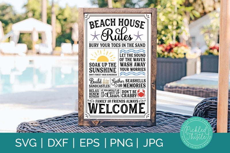 Beach House Rules Rustic Sign SVG Pickled Thistle Creative 